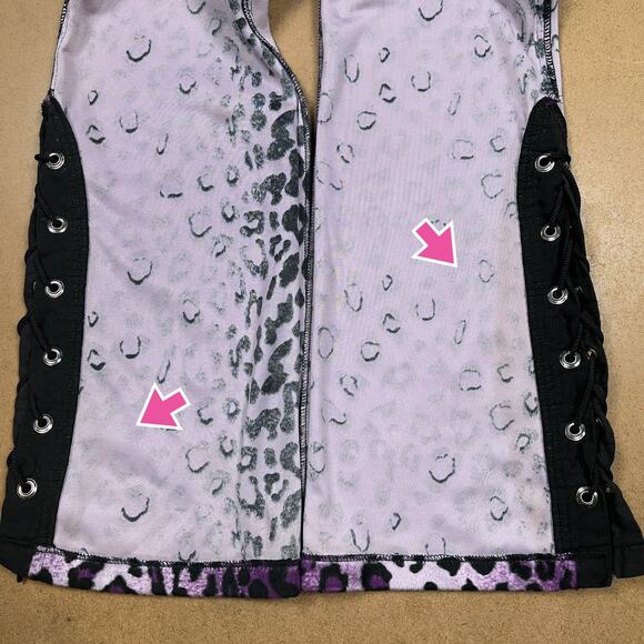 Vintage Lip Service Freaks in Fur Purple Leopard Print Pants Y2K Mall Goth Faux - Picture 16 of 16